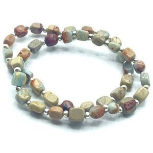 Creek jasper cube crystal beaded stretch bracelet ONE NEW reiki meditation yoga